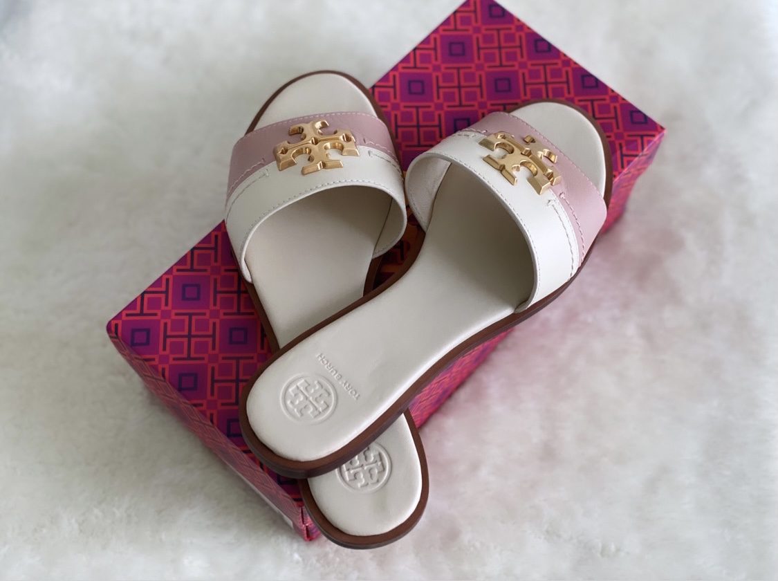 Tory Burch Everly Colorblock Slide Sandals Flats Size: US 8 – The Outlet