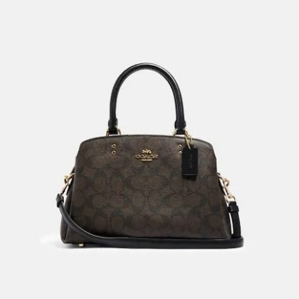 Coach Mini Lillie Carryall In Signature Canvas / Color: Gold/Brown Black